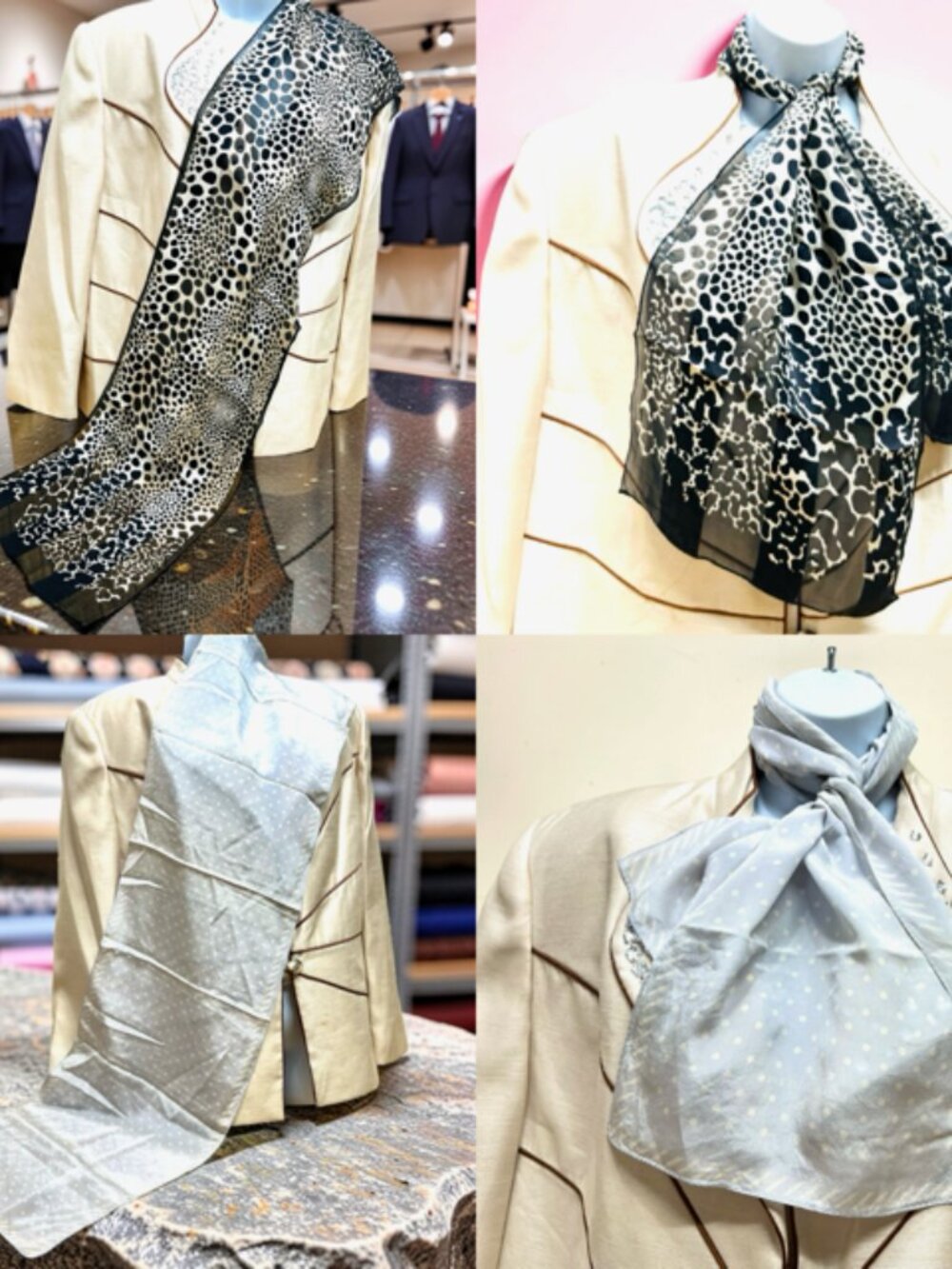 Pierre Balmain+ Other  100% silk satin Black Brown Leapard Silver Gray White(46